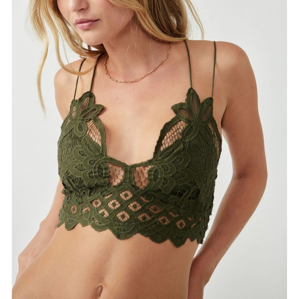 Free People Olive Green Lace Bralette